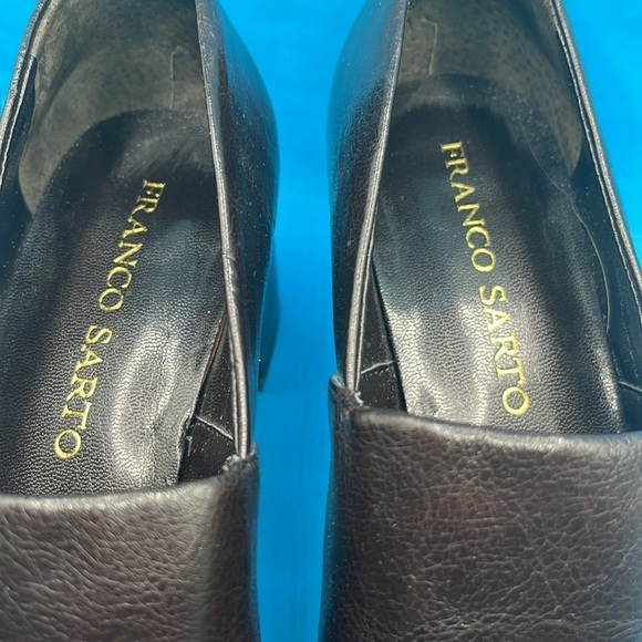 Franco Sarto Heels Womens 7 M Rodeo Square Toe Pumps Brown Faux Leather Slip On - Picture 6 of 9